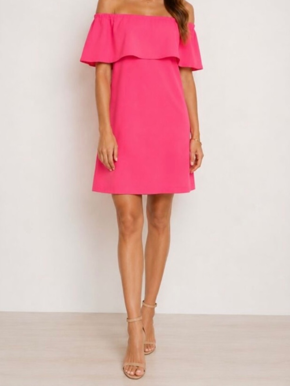Charles Henry Hot Pink Off Shoulder Mini Dress Size S